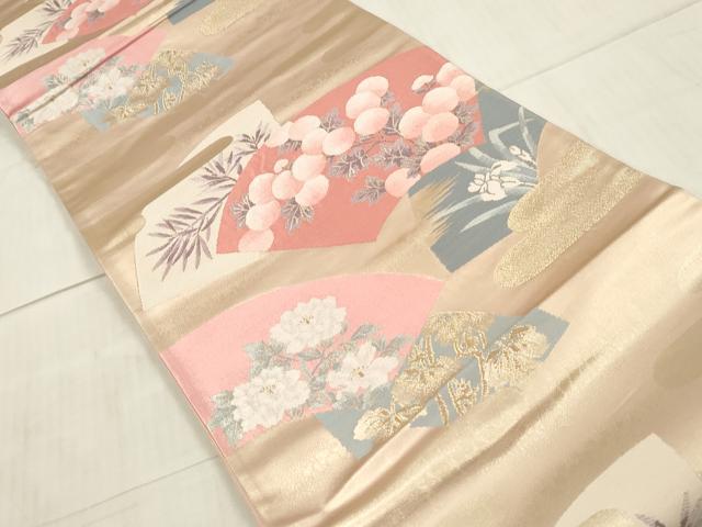 平和屋着物◎六通柄袋帯 地紙草花文 金糸 正絹 逸品 DAAW8851qa
