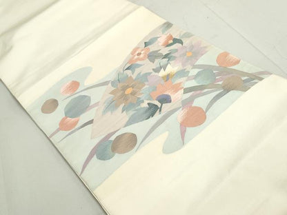 平和屋着物◎太鼓柄袋帯 すくい織 地紙花文 正絹 逸品 DAAW8889qa