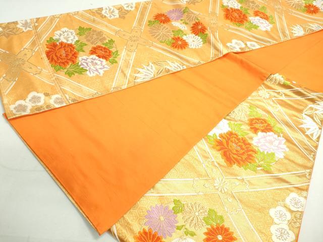平和屋着物◎六通柄袋帯　唐織　天井花丸文　金糸　正絹　逸品　DAAW8893qa