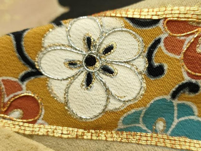 平和屋着物■豪華黒留袖 駒刺繍 笹竹花文 金彩 正絹 逸品 DAAW8944qa
