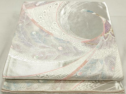 平和屋着物◎六通柄袋帯　唐織　孔雀文　金銀糸　正絹　逸品　DAAW8971qa