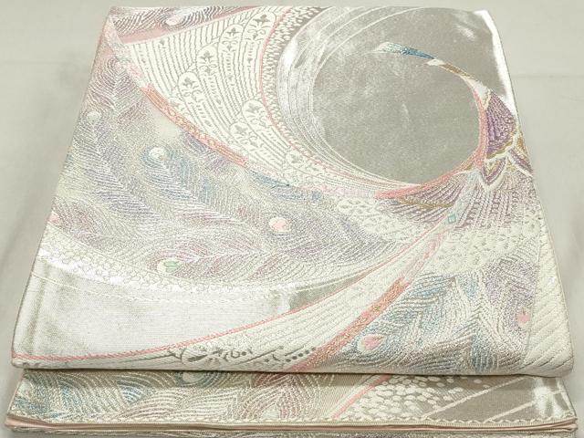 平和屋着物◎六通柄袋帯　唐織　孔雀文　金銀糸　正絹　逸品　DAAW8971qa