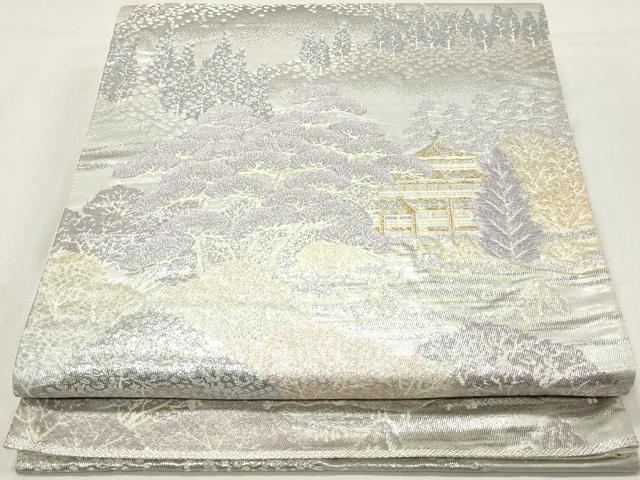 平和屋着物◎六通柄袋帯　重ね山風景文　金銀糸　正絹　逸品　DAAW8993qa