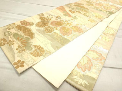 平和屋着物◎六通柄袋帯　唐織　五三桐　金糸　正絹　逸品　DAAW9152we