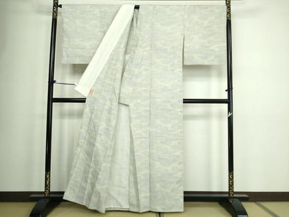 平和屋着物▽上質な紬 単衣 霞文 正絹 逸品 DAAW9161sf