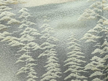 平和屋着物▽訪問着 単衣 風景飛鶴文 暈し染め 銀彩 正絹 逸品 DAAW9168sf