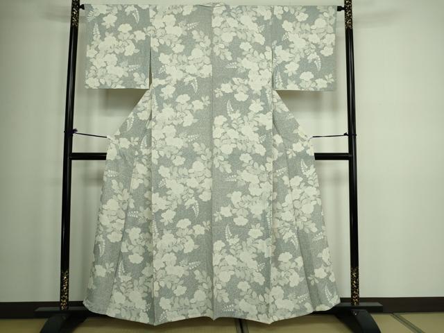 平和屋着物▽上質な小紋 単衣 枝花文 正絹 逸品 DAAW9170sf