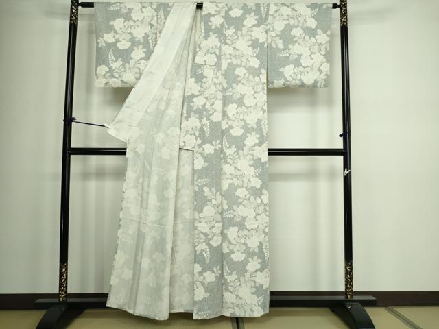 平和屋着物▽上質な小紋 単衣 枝花文 正絹 逸品 DAAW9170sf