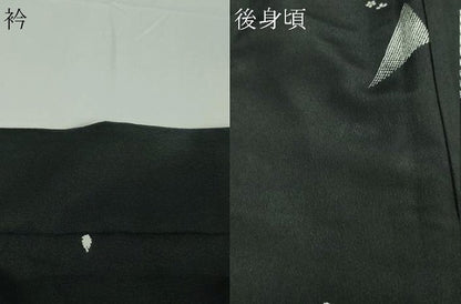平和屋着物▽小紋 単衣 舞花文 黒地 洗える着物 DAAW9179sf