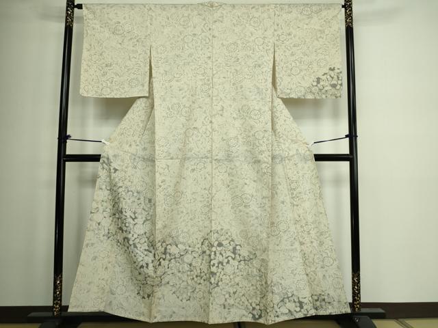 平和屋着物▽訪問着 単衣 紬地 辻が花 正絹 逸品 DAAW9188sf