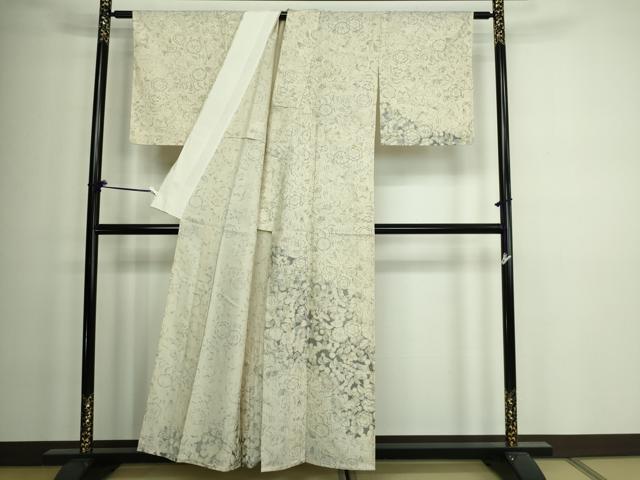 平和屋着物▽訪問着 単衣 紬地 辻が花 正絹 逸品 DAAW9188sf