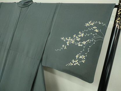 平和屋着物▽訪問着 単衣 作家物 草花文 正絹 逸品 DAAW9189sf