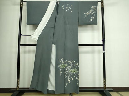 平和屋着物▽訪問着 単衣 作家物 草花文 正絹 逸品 DAAW9189sf