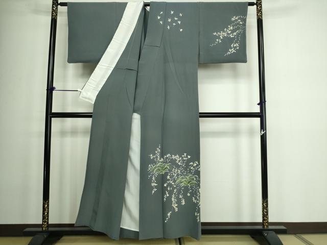平和屋着物▽訪問着 単衣 作家物 草花文 正絹 逸品 DAAW9189sf