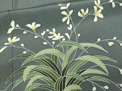 平和屋着物▽訪問着 単衣 作家物 草花文 正絹 逸品 DAAW9189sf