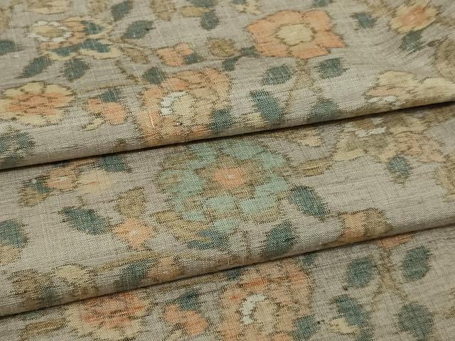 平和屋着物▽上質な紬 単衣 枝花文 正絹 逸品 DAAW9191sf