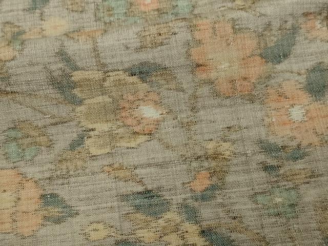 平和屋着物▽上質な紬 単衣 枝花文 正絹 逸品 DAAW9191sf