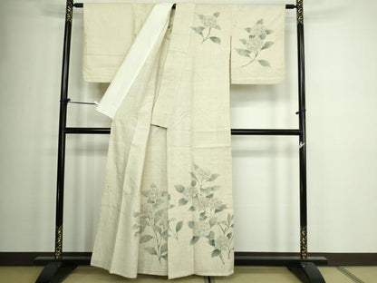 平和屋着物▽訪問着 単衣 生紬 紫陽花 正絹 逸品 DAAW9192sf