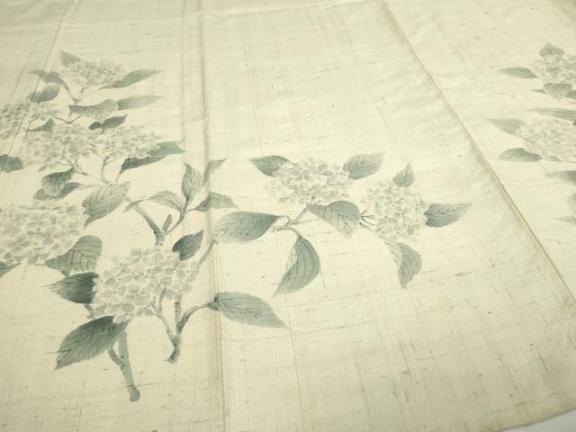 平和屋着物▽訪問着 単衣 生紬 紫陽花 正絹 逸品 DAAW9192sf