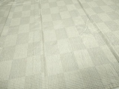 平和屋着物▽上質な紬 単衣 変わり格子 正絹 逸品 DAAW9193sf