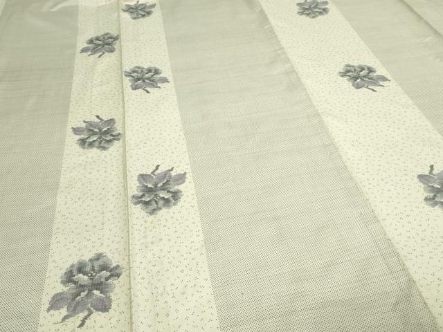 平和屋着物▽本場大島紬 白大島 単衣 9マルキ 舞花文 正絹 逸品 DAAW9194sf