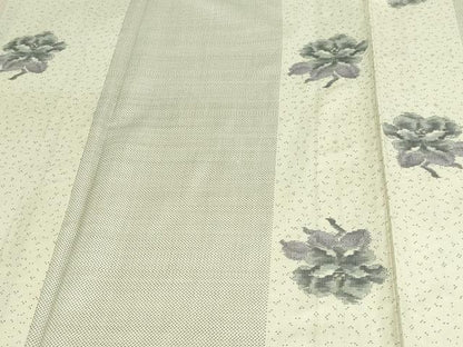 平和屋着物▽本場大島紬 白大島 単衣 9マルキ 舞花文 正絹 逸品 DAAW9194sf