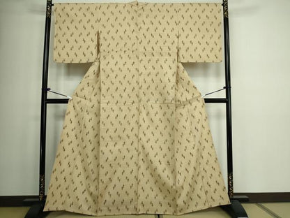 平和屋着物▽上質な紬 単衣 絣文様 正絹 逸品 DAAW9196sf
