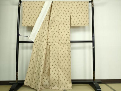 平和屋着物▽上質な紬 単衣 絣文様 正絹 逸品 DAAW9196sf