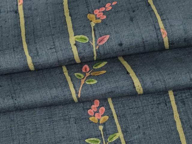 平和屋着物▽上質な紬 単衣 枝葉間道 正絹 逸品 DAAW9197sf