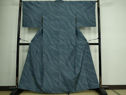 平和屋着物▽結城紬 単衣 変わり間道 正絹 逸品 DAAW9198sf