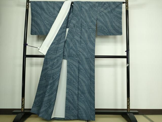 平和屋着物▽結城紬 単衣 変わり間道 正絹 逸品 DAAW9198sf