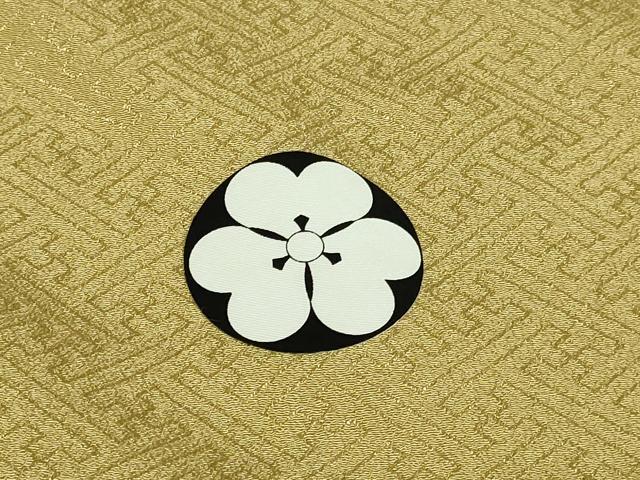 平和屋着物▽男性 色紋付 単衣 紗綾形地紋 榛色 金彩 洗える着物 DAAW9203sf