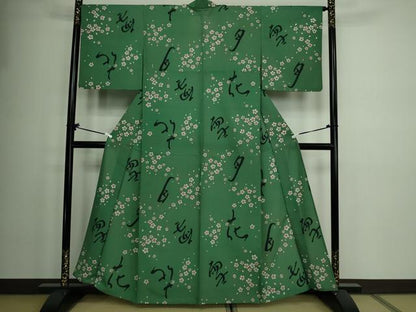 平和屋着物▽小紋　単衣　舞桜文　洗える着物　DAAW9204sf