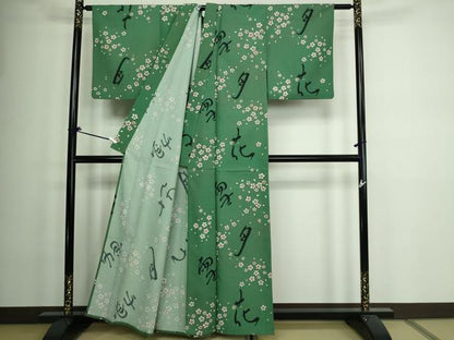 平和屋着物▽小紋　単衣　舞桜文　洗える着物　DAAW9204sf