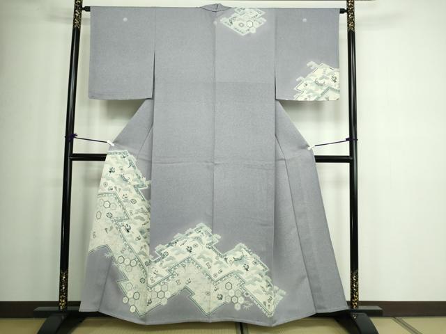 平和屋着物▽訪問着　単衣　宝尽くし文　正絹　逸品　DAAW9211sf