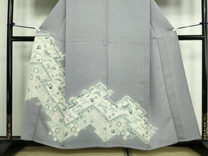 平和屋着物▽訪問着　単衣　宝尽くし文　正絹　逸品　DAAW9211sf