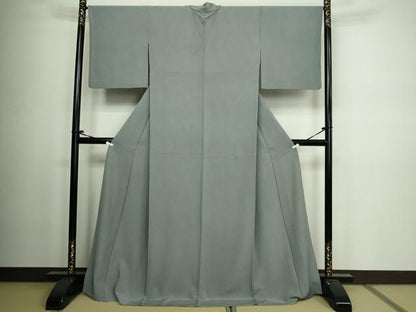 平和屋着物▽江戸小紋 単衣 鮫小紋柄 灰色 ロング丈 正絹 逸品 DAAW9214sf