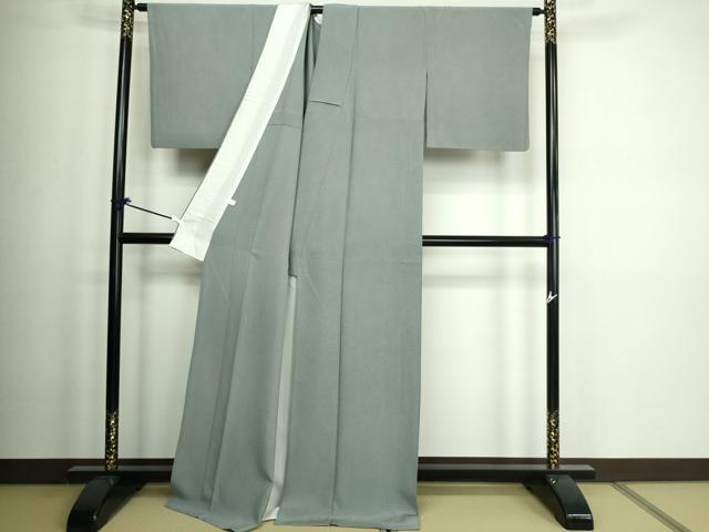 平和屋着物▽江戸小紋 単衣 鮫小紋柄 灰色 ロング丈 正絹 逸品 DAAW9214sf