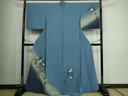 平和屋着物▽京の匠日展作家　丹下雄介　訪問着　単衣　枝花文　暈し染め　金彩　やまと誂製　正絹　逸品　DAAW9215sf
