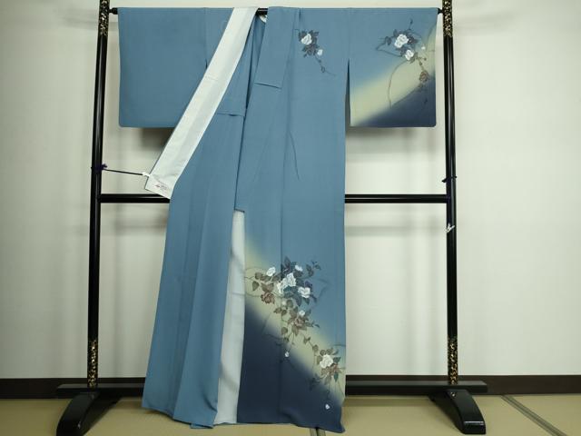 平和屋着物▽京の匠日展作家　丹下雄介　訪問着　単衣　枝花文　暈し染め　金彩　やまと誂製　正絹　逸品　DAAW9215sf