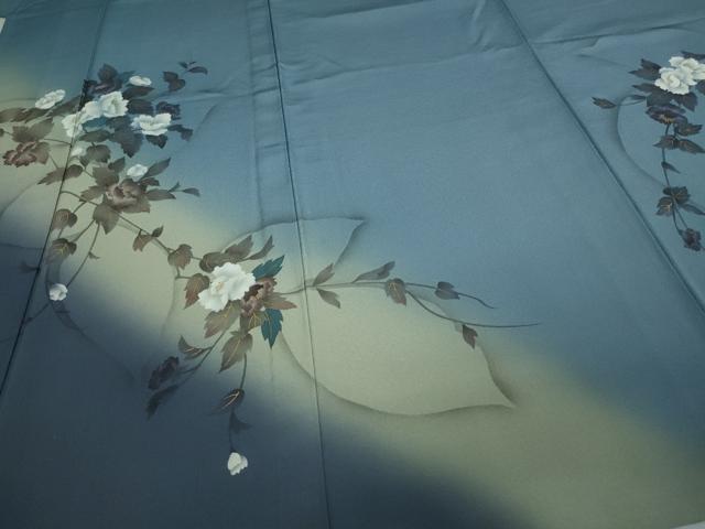 平和屋着物▽京の匠日展作家　丹下雄介　訪問着　単衣　枝花文　暈し染め　金彩　やまと誂製　正絹　逸品　DAAW9215sf