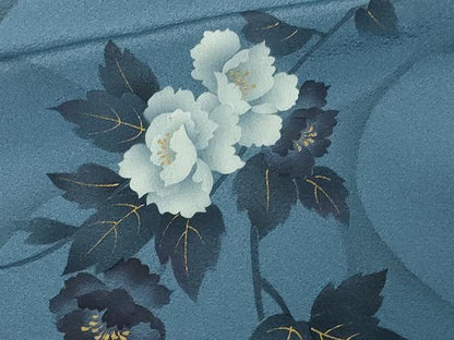 平和屋着物▽京の匠日展作家　丹下雄介　訪問着　単衣　枝花文　暈し染め　金彩　やまと誂製　正絹　逸品　DAAW9215sf