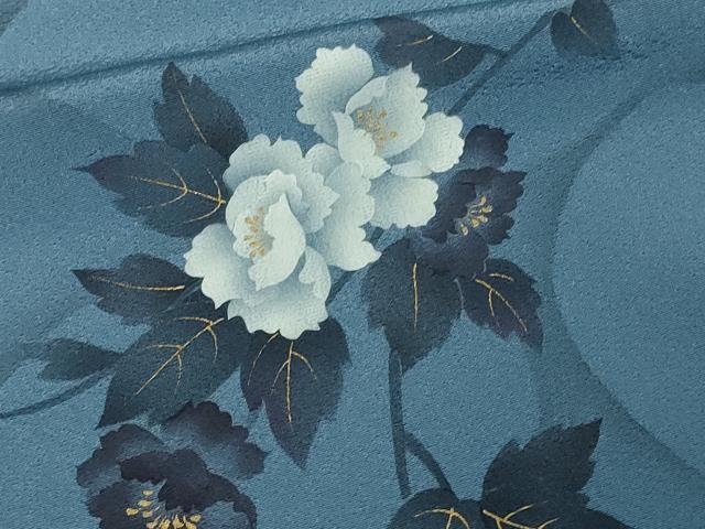平和屋着物▽京の匠日展作家　丹下雄介　訪問着　単衣　枝花文　暈し染め　金彩　やまと誂製　正絹　逸品　DAAW9215sf