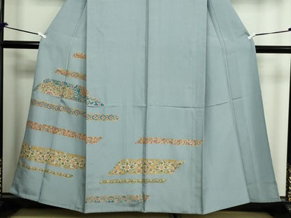 平和屋着物▽訪問着 本場大島紬 単衣 花唐草文 金彩 正絹 逸品 DAAW9216sf