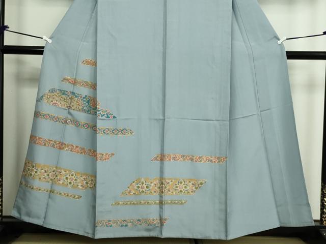平和屋着物▽訪問着 本場大島紬 単衣 花唐草文 金彩 正絹 逸品 DAAW9216sf