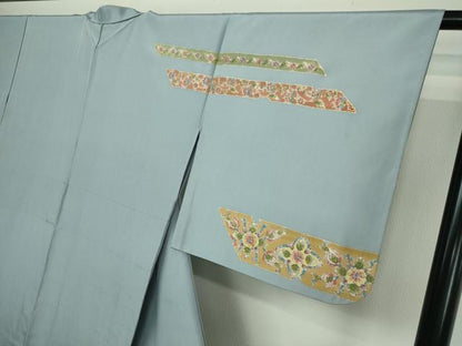 平和屋着物▽訪問着 本場大島紬 単衣 花唐草文 金彩 正絹 逸品 DAAW9216sf