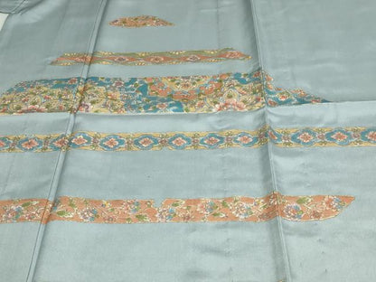 平和屋着物▽訪問着 本場大島紬 単衣 花唐草文 金彩 正絹 逸品 DAAW9216sf