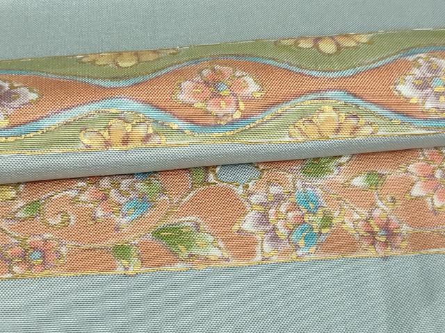 平和屋着物▽訪問着 本場大島紬 単衣 花唐草文 金彩 正絹 逸品 DAAW9216sf
