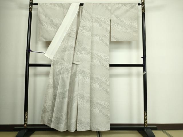 平和屋着物▽上質な紬 単衣 草葉文 正絹 逸品 DAAW9217sf