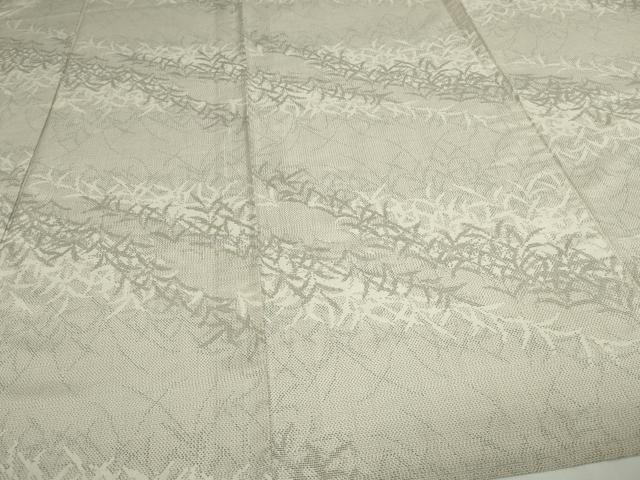 平和屋着物▽上質な紬 単衣 草葉文 正絹 逸品 DAAW9217sf